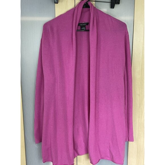 Sara Campbell 100% Cashmere Pink Open Front Cardigan Sweater Women’s Size Large - Picture 2 of 5